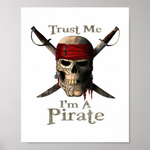 Trust Me I'm A Pirate Skull and Swords Anchor Funn Poster