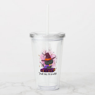Trust Me I'm A Witch – Witch Cat on Magic Book Acrylic Tumbler