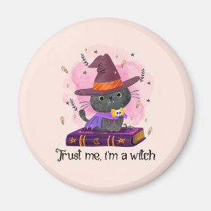 Trust Me I'm A Witch – Witch Cat on Magic Book Magnet