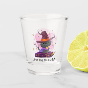 Trust Me I'm A Witch – Witch Cat on Magic Book Shot Glass