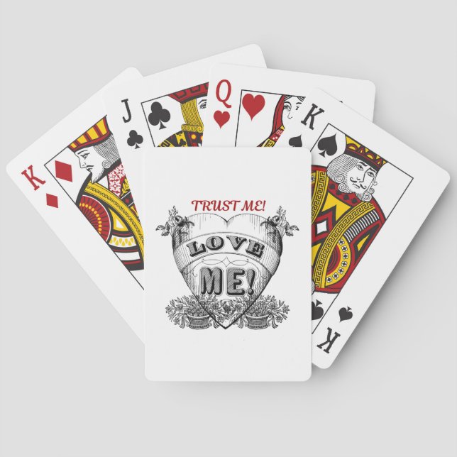 trust me, love me, simple classic valentines day playing cards (Back)
