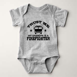 Trust Me My Grandpa is a Firefighter Baby Bodysuit