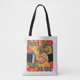 "Trust No One - Retro Snake Handshake Art Tote Bag