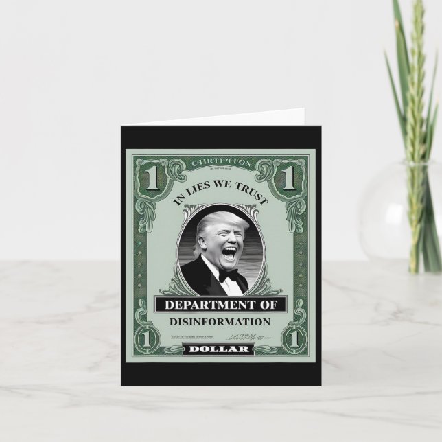 “trust Nobody” - Trump Banknote Parody 1  Card (Front)