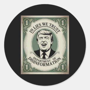 “trust Nobody” - Trump Banknote Parody Classic Round Sticker