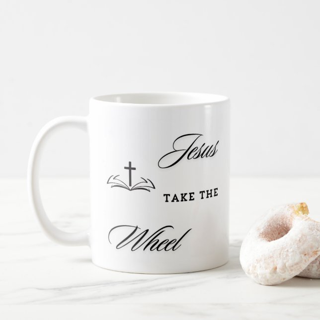 "Trust the Journey: Jesus Take the Wheel" Coffee Mug (With Donut)