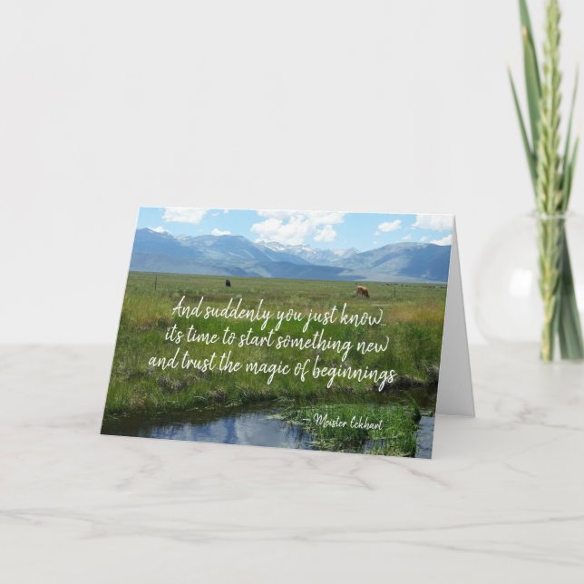 Trust the magic of beginnings, inspirational thank you card (Front)