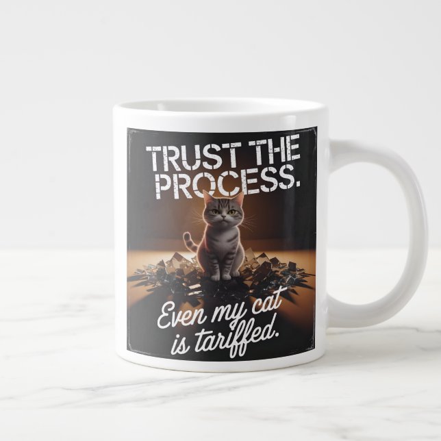 Trust The Process Cat Office Humour Meme Large Coffee Mug (Right)