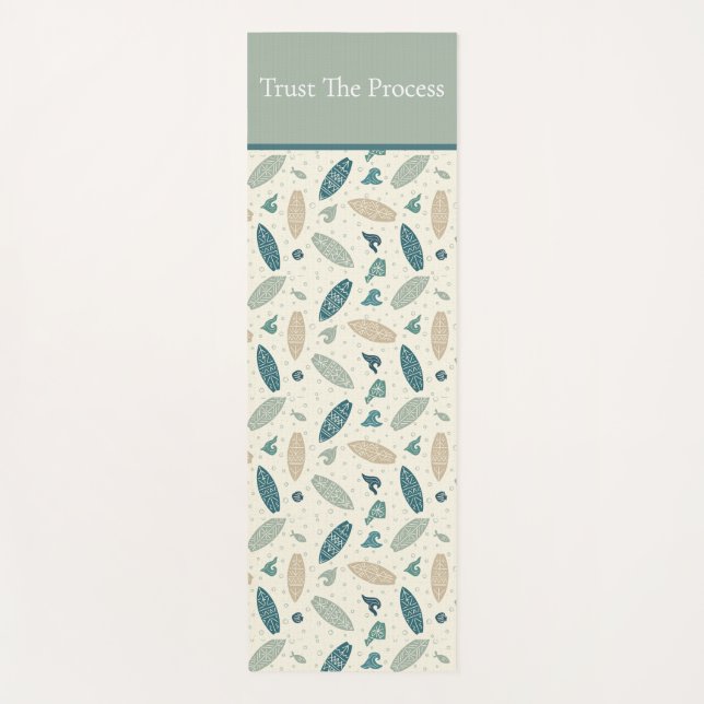 Trust The Process Surfboard Beach Pattern Yoga Mat (Front)