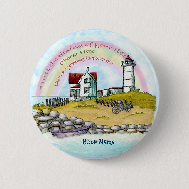 Trust The Timing Lighthouse  6 Cm Round Badge (Front)