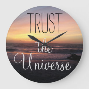 TRUST the Universe Beautiful Beach Sunset Photo Large Clock