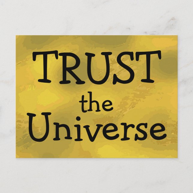 TRUST the Universe Powerful Quote Gold Postcard (Front)