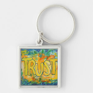 Trust Word Art Painting Inspirational Key Chains