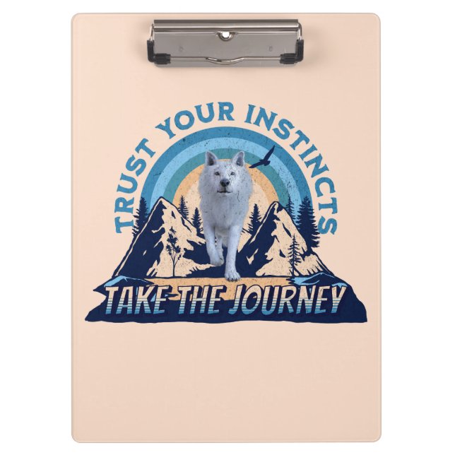 Trust Your Instincts Arctic Wolf Adventure Art Clipboard (Front)