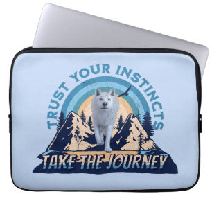 Trust Your Instincts Arctic Wolf Adventure Art Laptop Sleeve