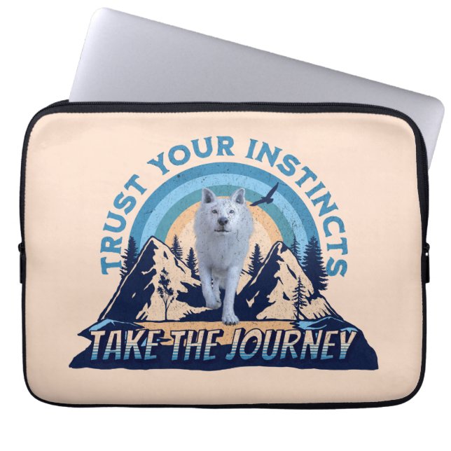Trust Your Instincts Arctic Wolf T-Shirt Laptop Sleeve (Front)