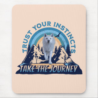 Trust Your Instincts Arctic Wolf T-Shirt Mouse Pad