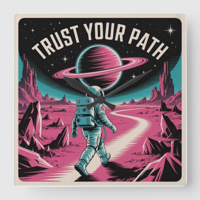 Trust Your Path Square Wall Clock (Front)