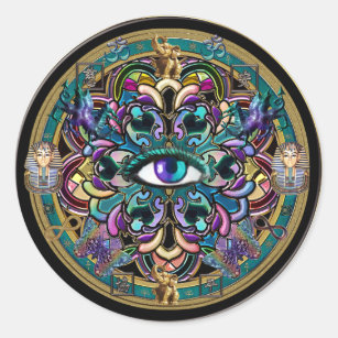 Trust Yourself ~ The Eyes of the World Mandala Classic Round Sticker