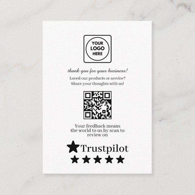 Trustpilot QR | Business Review Link Enclosure Card (Front)