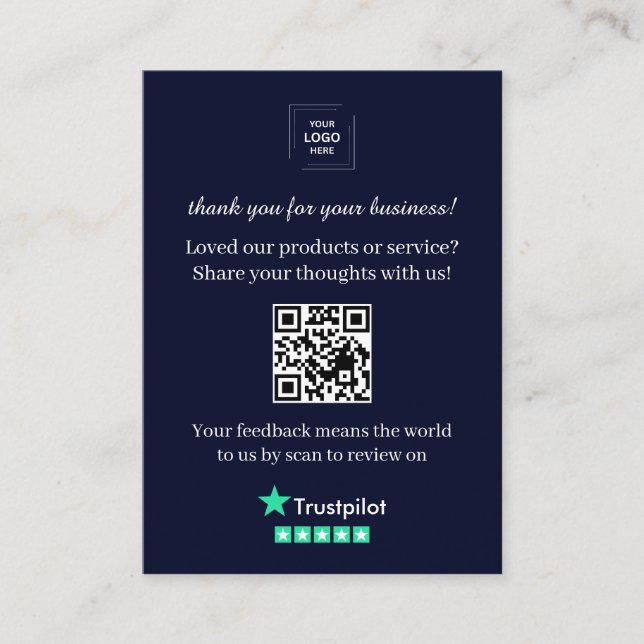 Trustpilot QR Review Customer Feedback Insert Card (Front)