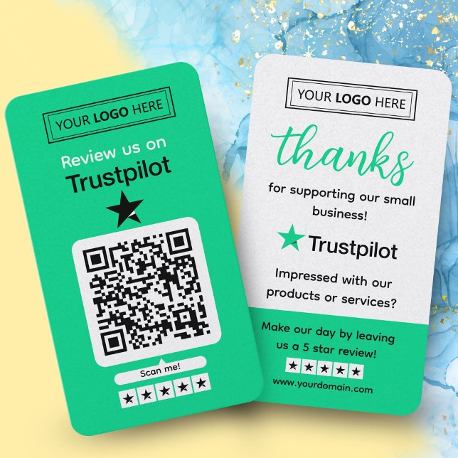 Trustpilot Review Request with Scannable QR Code Business Card (leave a review)
