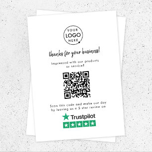 Trustpilot Reviews Business Review Link QR Code Enclosure Card