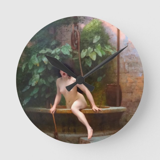Truth Coming Out of Her Well - Jean-Leon Gerome Round Clock (Front)