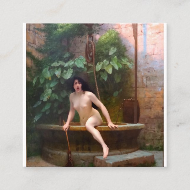 Truth Coming Out of Her Well - Jean-Leon Gerome Square Business Card (Front)