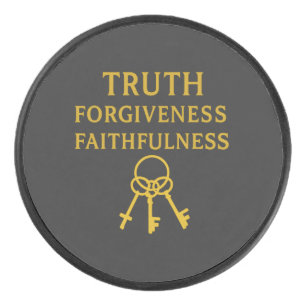 Truth, Forgiveness, Faithfulness Hockey Puck
