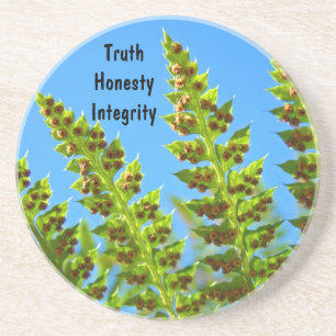Truth Honesty Integrity drink coasters Green Ferns