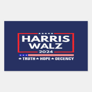 Truth Hope Decency Harris Walz 2024 Rectangular Sticker