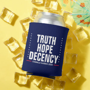 Truth Hope Decency Harris Walz Blue Can Cooler