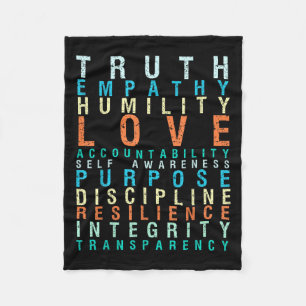 Truth Love Empathy Self Awareness Insrational Word Fleece Blanket