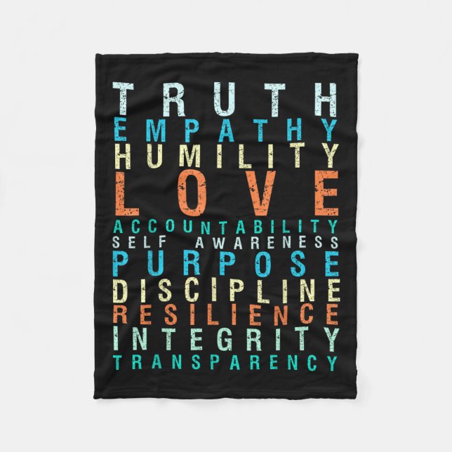 Truth Love Empathy Self Awareness Insrational Word Fleece Blanket (Front)
