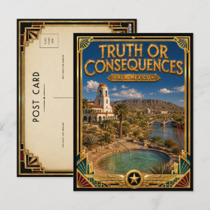 Truth or Consequences New Mexico Vintage Art Deco Postcard