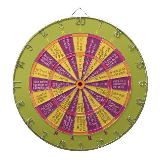 Truth or Dare (no kissing) Colourful green pink Dartboard (Front)