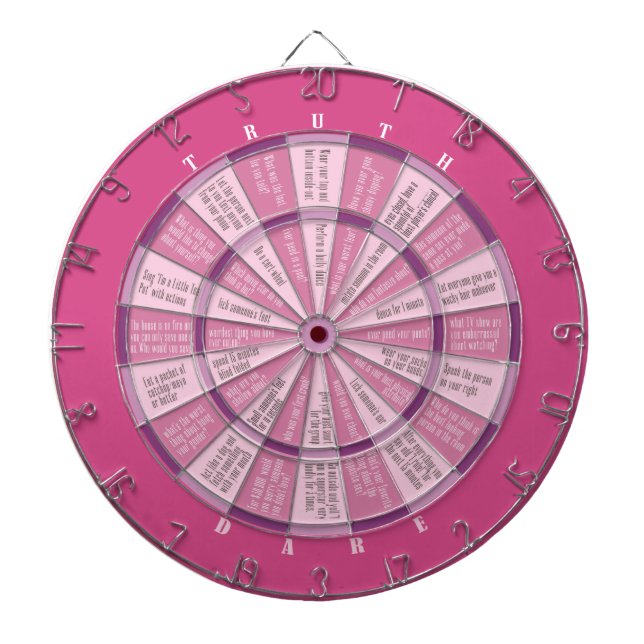 Truth or Dare (no kissing) Pink Dartboard (Front)