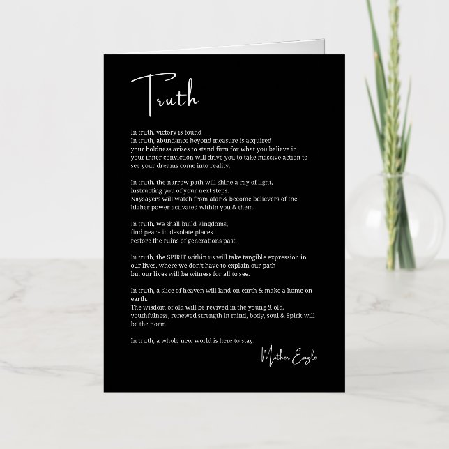 Truth victory courage poem  foil greeting card (Front)