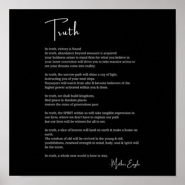 Truth victory courage poem poster wall art Poster (Front)