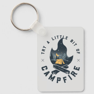 Try A Little Bit Of Campfire Mountains Hiking Key Ring