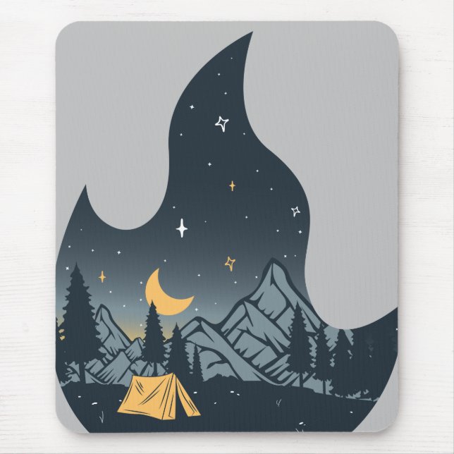 Try A Little Bit Of Campfire | Mountains Hiking Mouse Pad (Front)