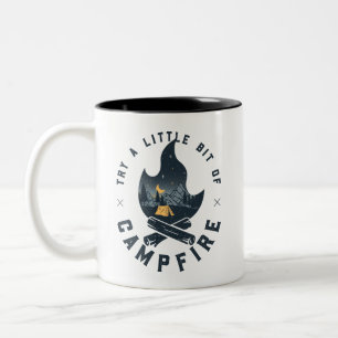 Try A Little Bit Of Campfire Mountains Hiking Two-Tone Coffee Mug