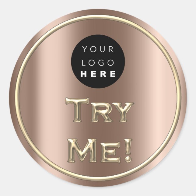 Try Bronze Logo Gold Tester Sample Container Classic Round Sticker (Front)