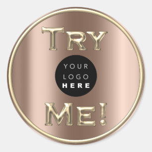 Try Bronze Logo Gold Tester Sample Container Classic Round Sticker