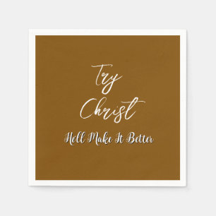 Try Christ Brown Napkin