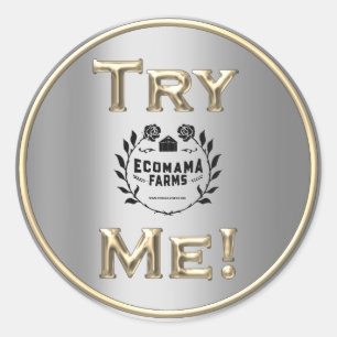 Try Coffee Logo Gold SilverTester Sample Container Classic Round Sticker