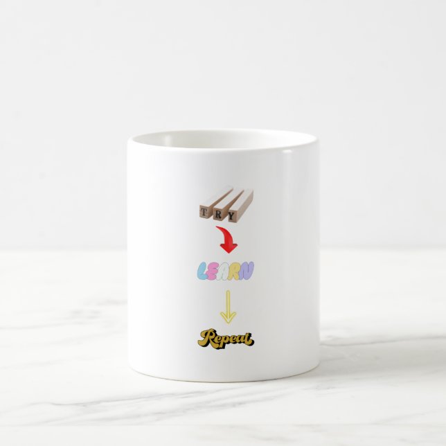 Try. Learn. Repeat. Motivational Growth Cycle Tee Coffee Mug (Center)