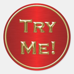 Try Me Black Gold Red  For Tester Sample Contain Classic Round Sticker