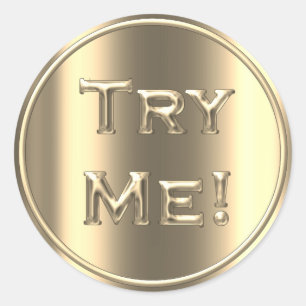 Try Me Champaigne Gold Tester Sample Container Classic Round Sticker
